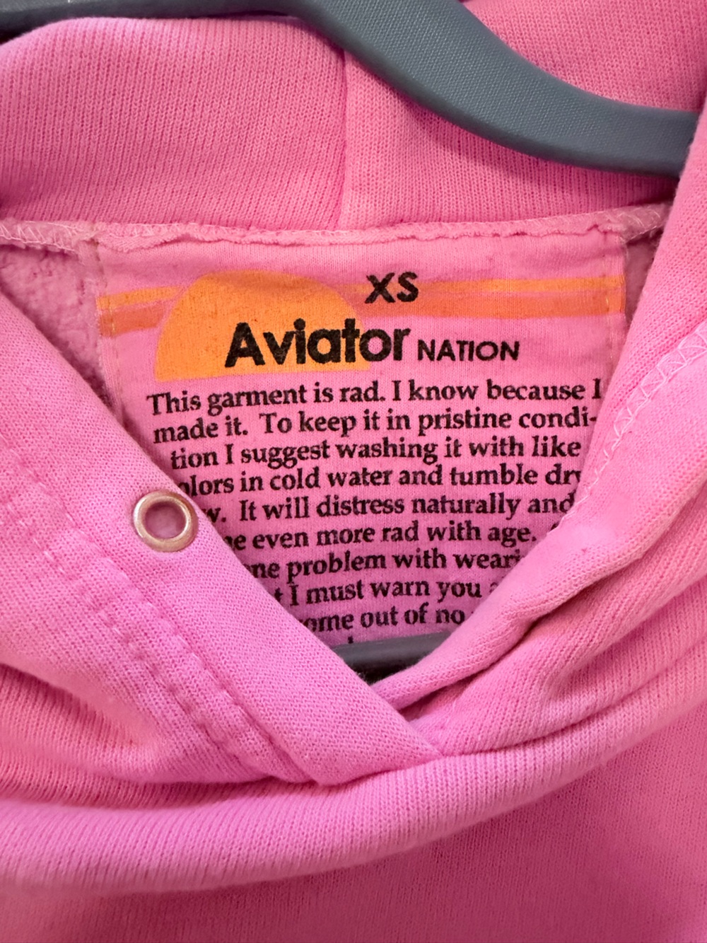 AVIATOR NATION BOLT STITCH RELAXED PULLOVER HOODIE - NEON PINK // NEON PURPLE - Picture 6 of 7